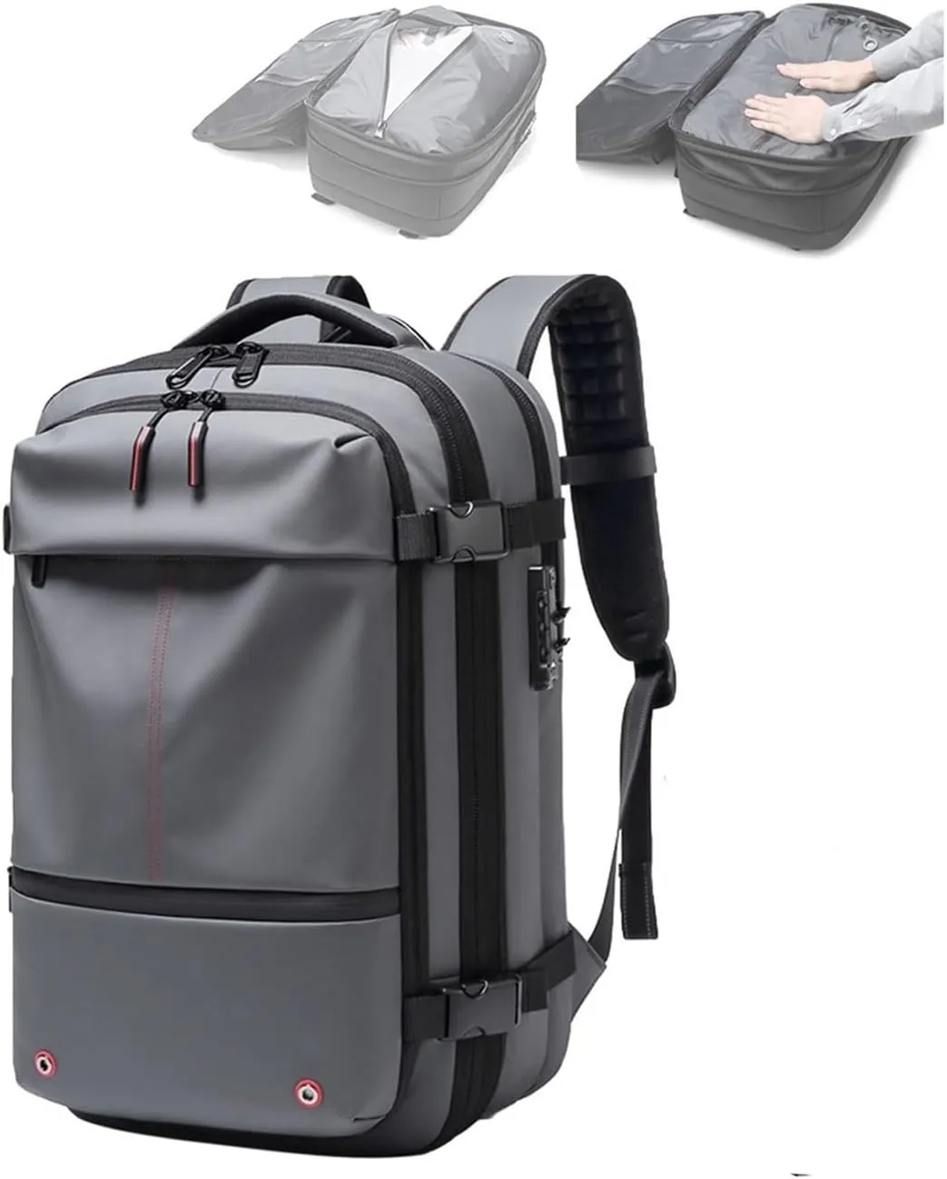 Vacpack Backpack Vac Pack Backpack 60l Expandable Backpack with Vacuum Compression Vacpack Go Travel Vacuum Backpack(Gris)