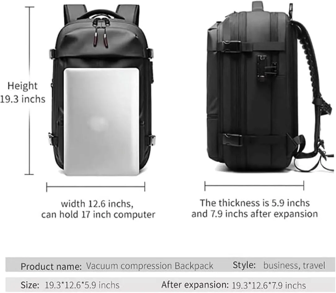 Vacpack Backpack Vac Pack Backpack 60l Expandable Backpack with Vacuum Compression Vacpack Go Travel Vacuum Backpack(Gris)