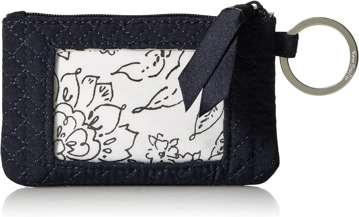 Vera Bradley Women's Microfiber Zip ID Case Wallet, Solid Navy, One Size