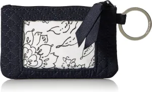 Vera Bradley Women's Microfiber Zip ID Case Wallet, Solid Navy, One Size