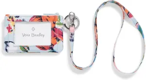 Vera Bradley Women's Recycled Lighten Up Reactive Zip ID Case and Lanyard Combo, Sea Air Floral, One Size
