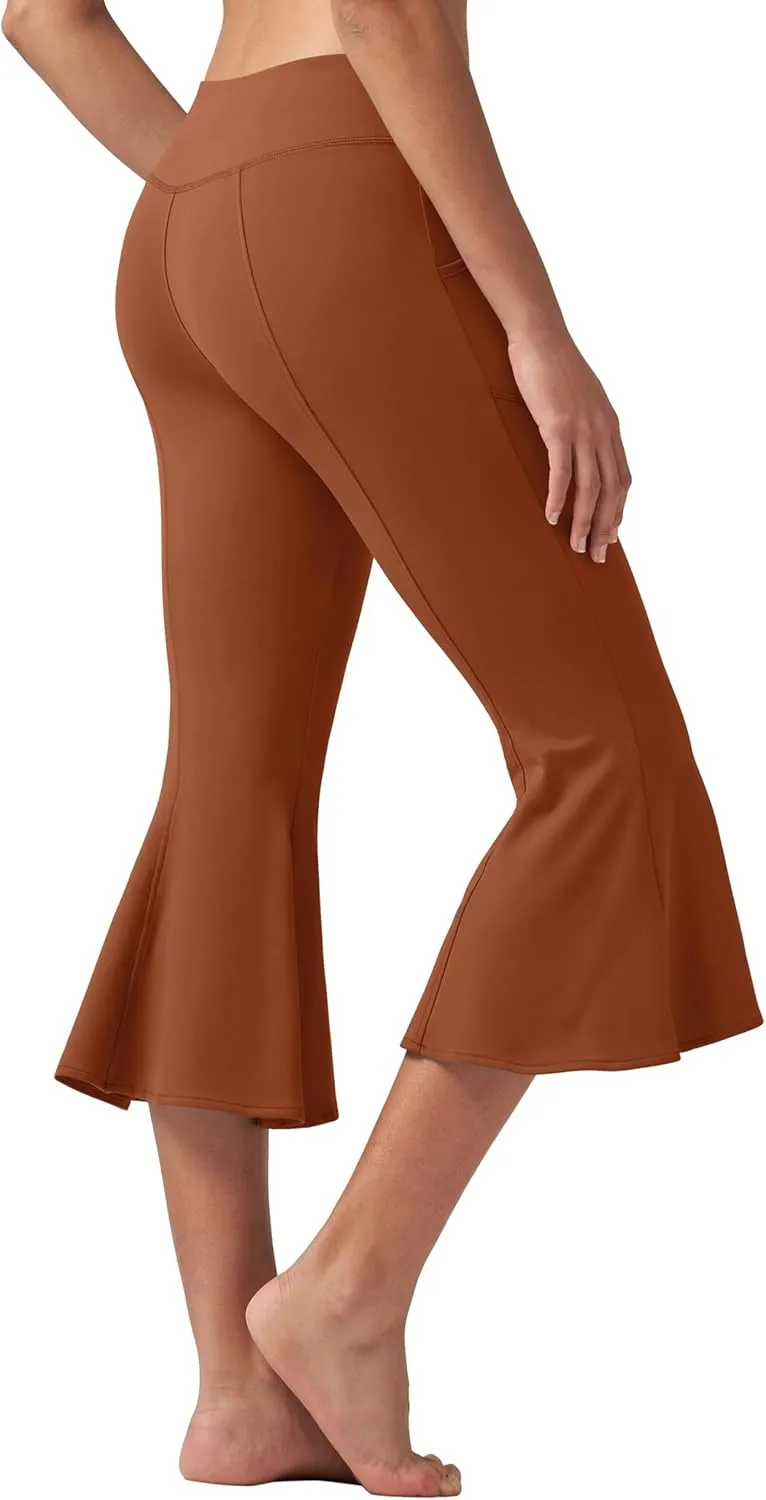 Willit Women's Yoga Capri Pants Stretch Causal Athletic Quick Dry Capri Ruffle Dance Leggings with Pockets