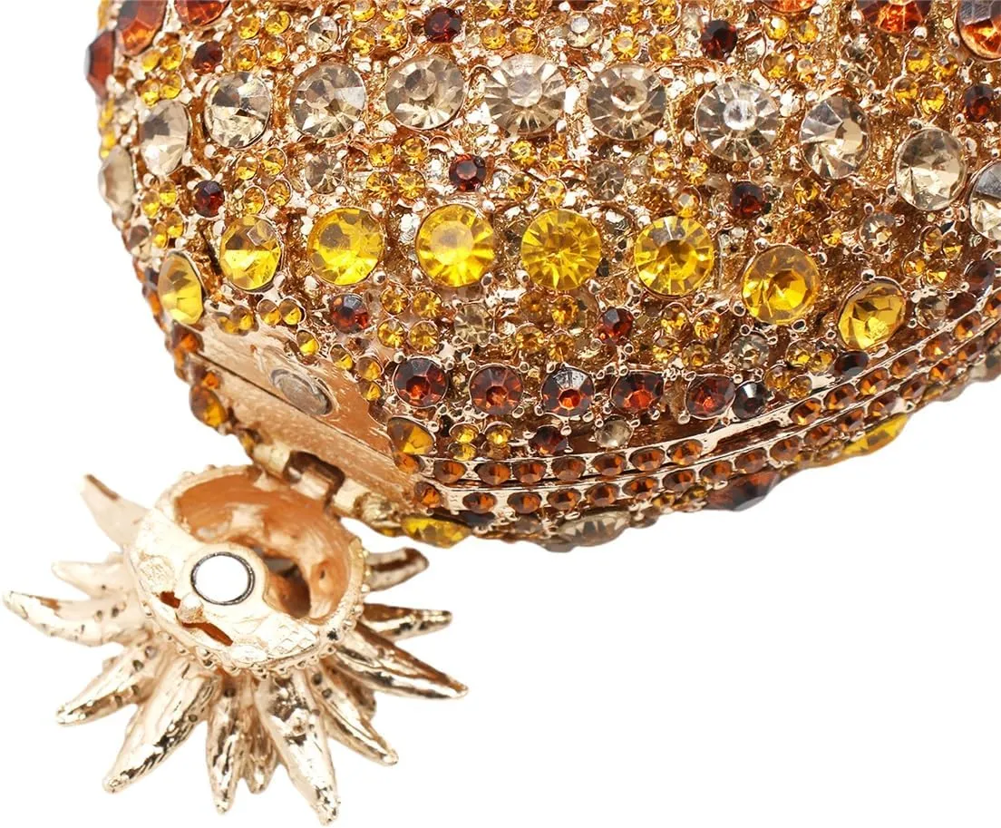 Women Diamond Pineapple Evening Bag Dazzle Fruit Shaped Rhinestone Clutch Novelty Crystal Handbag for Party Prom