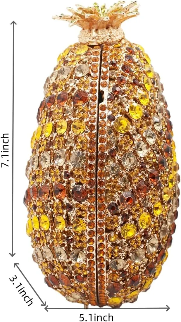 Women Diamond Pineapple Evening Bag Dazzle Fruit Shaped Rhinestone Clutch Novelty Crystal Handbag for Party Prom