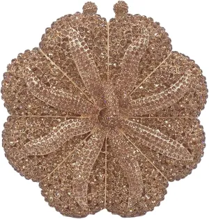 Women Rhinestone Pumpkin Novelty Purse Shining Handbag Cute Shoulder Clutch Bag For Party Festival Banquet