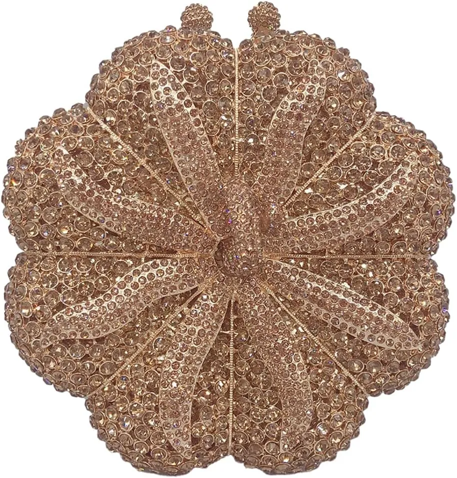 Women Rhinestone Pumpkin Novelty Purse Shining Handbag Cute Shoulder Clutch Bag For Party Festival Banquet