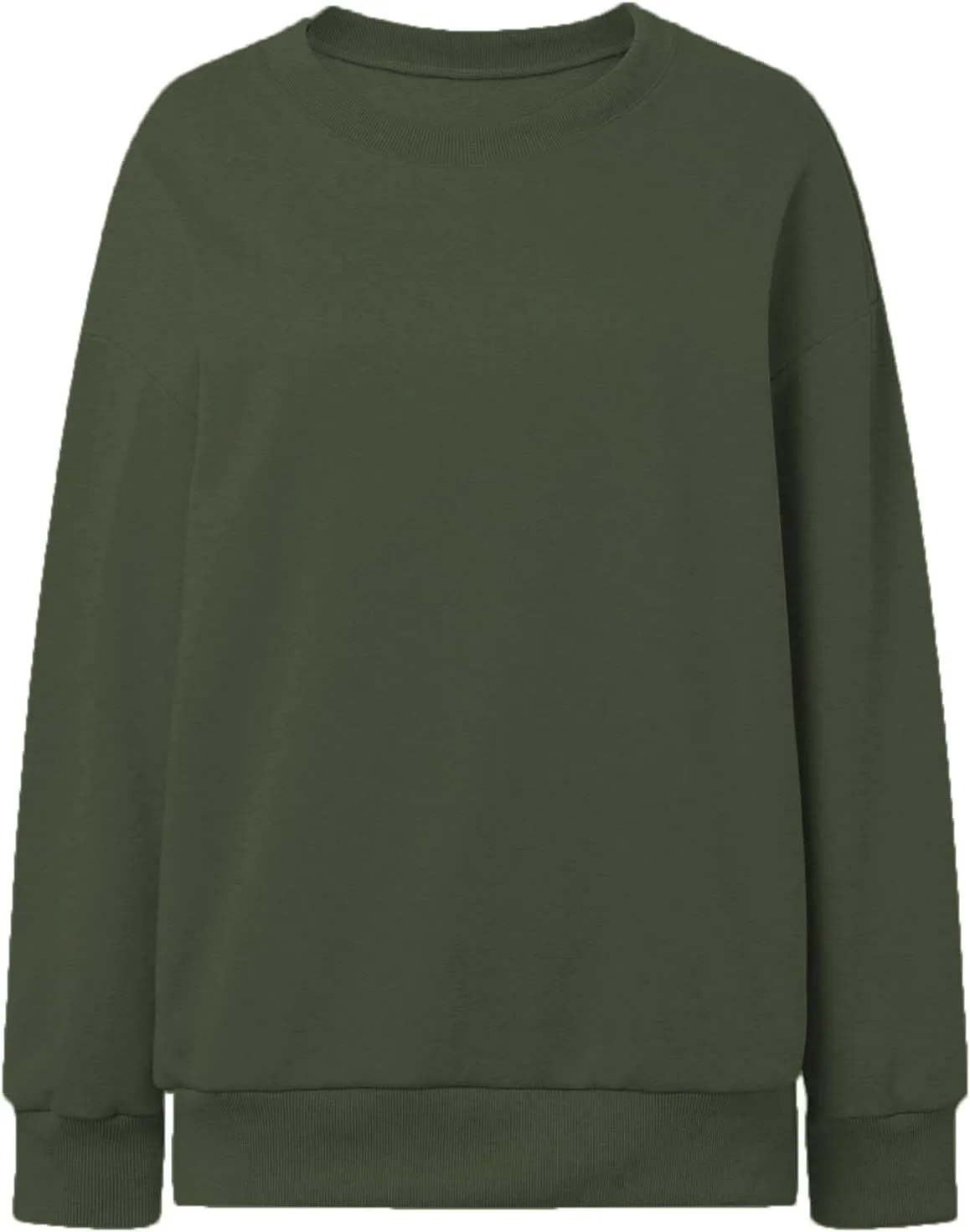 Womens Crew Neck Oversized Sweatshirt with Pockets Long Sleeve Pullover Cotton Hoodies Casual Tops Winter 2025