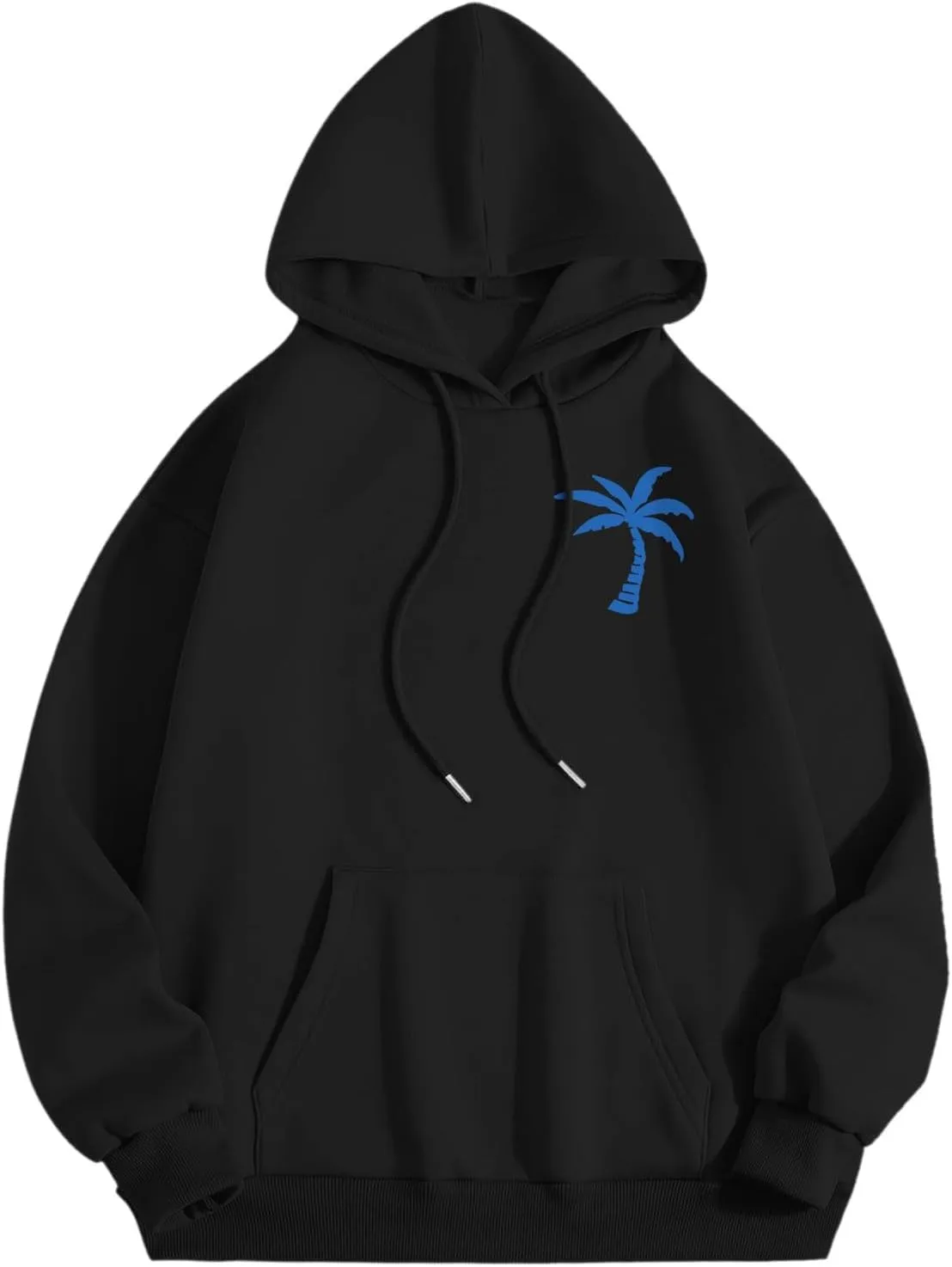 Women's Letter Print Hoodie Sweatshirt Long Sleeve Drawstring Graphic Pullover Oversized Casual Tops With Pockets