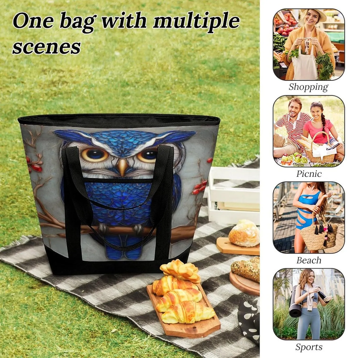 Women's Oversized Thermal Tote Bag Insulated One Shoulder Shopping Carrier