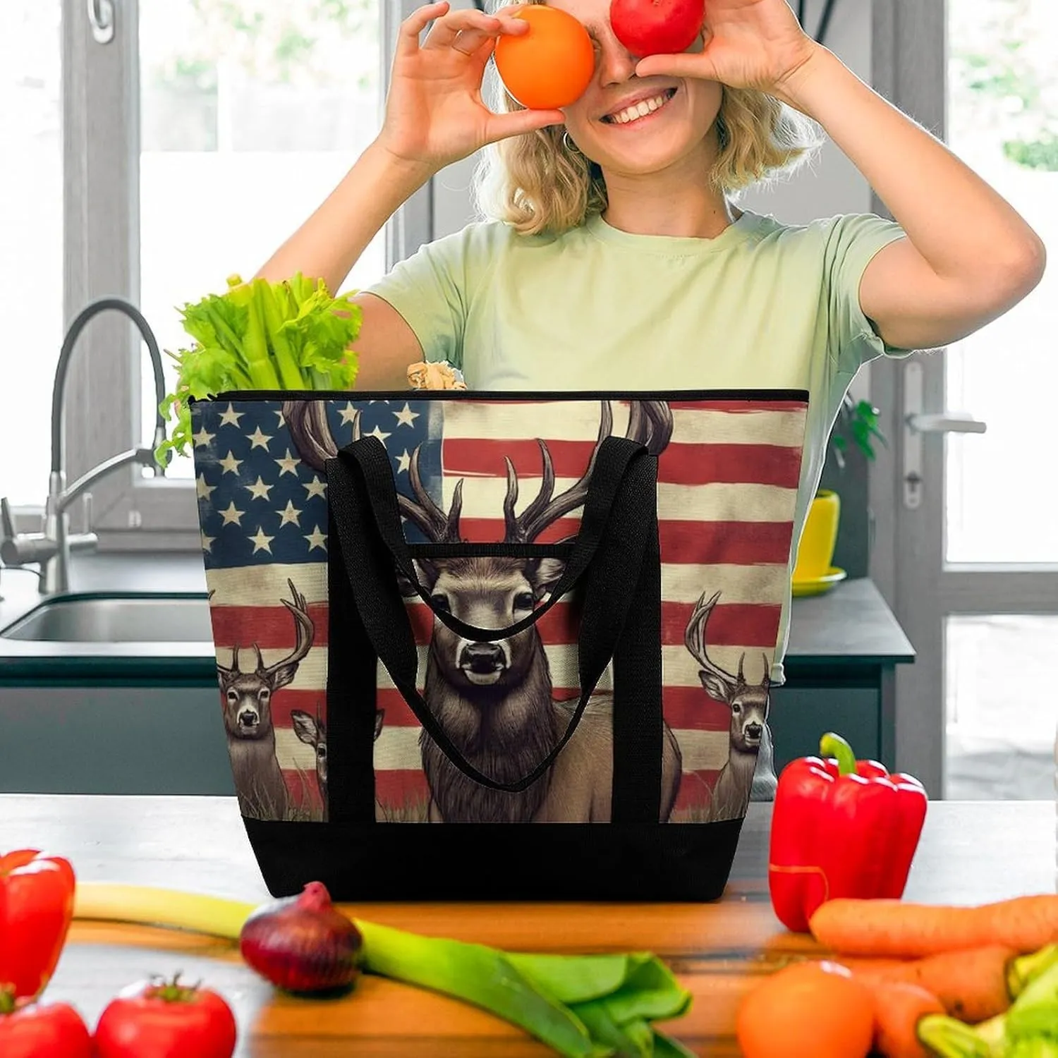 Women's Oversized Thermal Tote Bag Insulated One Shoulder Shopping Carrier
