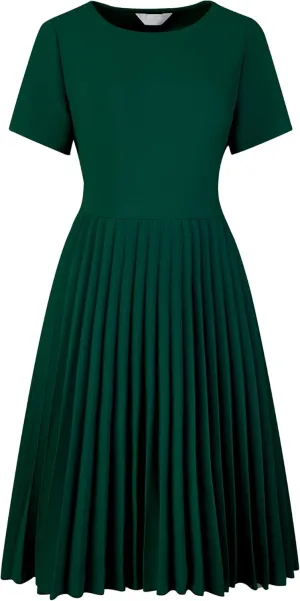 Women's Pleated Dresses Work Fit and Flare Midi Dress